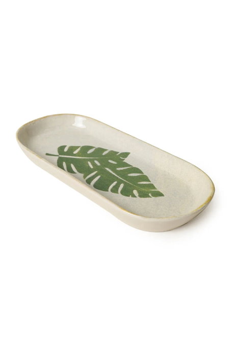 Hermia Juego de Platos de Cerámica Blanco y Verde (2 Piezas) X00023140